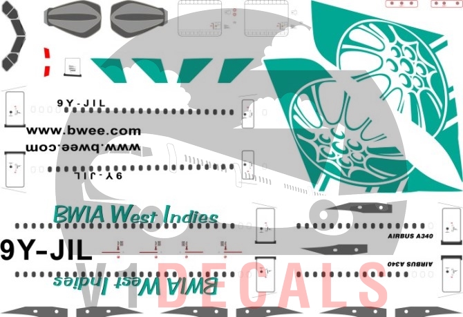 BWIA (British West Indies Airways) -Airbus A340-300 Decal