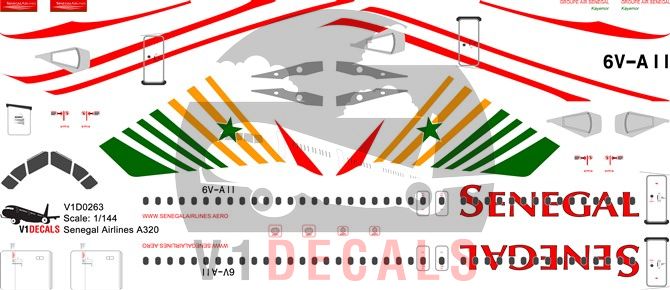 Senegal Airlines Airbus A320 Decal