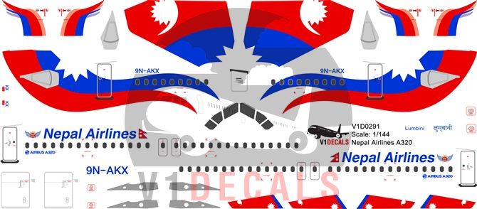 Nepal Airlines Airbus A320 Decal