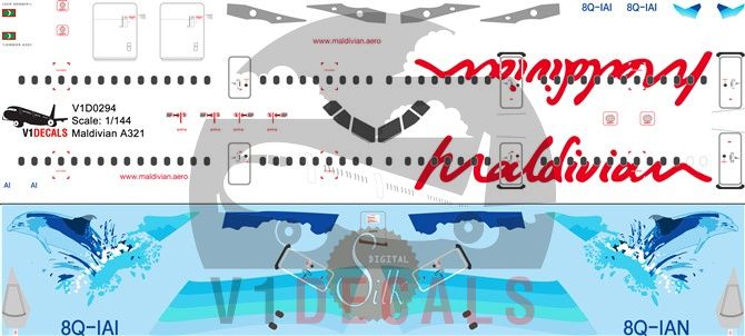 Maldivian Airbus A321 Decal