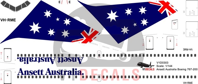 Ansett Australia -Boeing 767-200 Decal