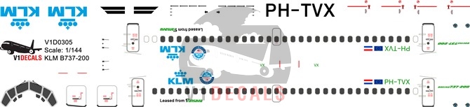 KLM (Royal Dutch Airlines), Transavia --Boeing 737-200 Decal