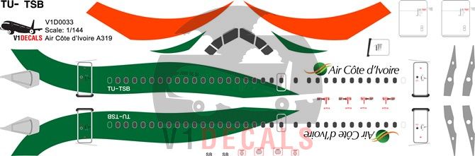 Air Cote d'Ivoire Airbus A319 Decal