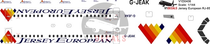 Jersey European -BAe Avro RJ-85 Decal