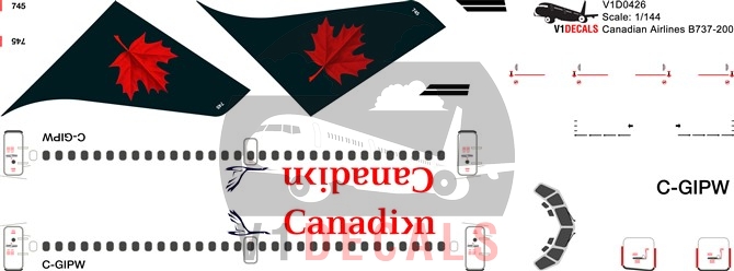 Canadian Airlines, Air Canada -Boeing 737-200 Decal