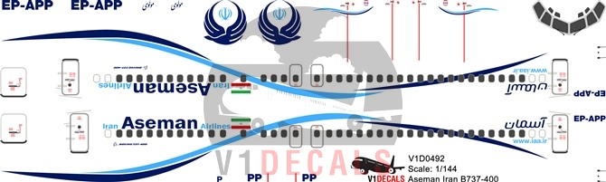 Aseman Iran Airlines -Boeing 737-400 Decal