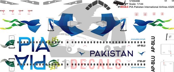 PIA Pakistan International Airlines Airbus A320 Decal