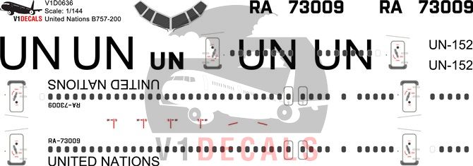 United Nations UN, VIM Airlines Boeing 757-200 Decal