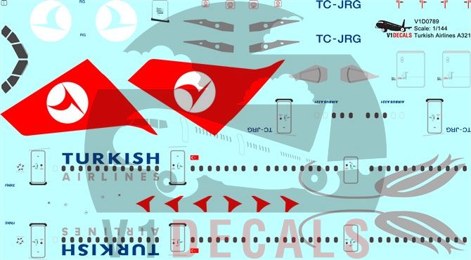 Turkish Airlines Airbus A321 Decal