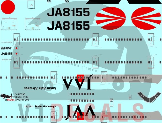 Japan Asia Airways JAA Boeing 747-200 Decal