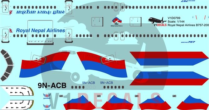 Royal Nepal Airlines Boeing 757-200 Decal